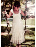 Ivory Chiffon Layered Ankle Length Boho Wedding Flower Girl Dress